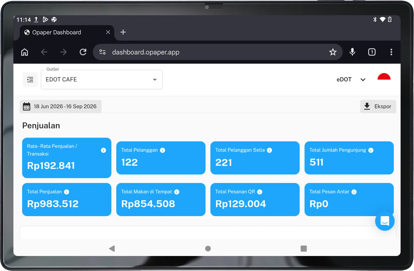 Tablet T3 eDOT dengan UI Dashboard Performance Opaper