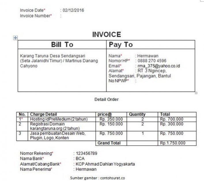 Contoh Invoice Jasa