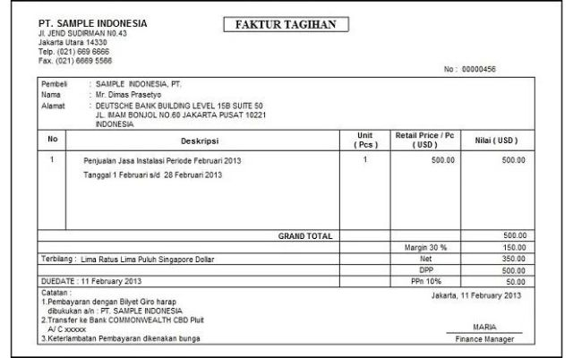 Contoh Invoice Tagihan