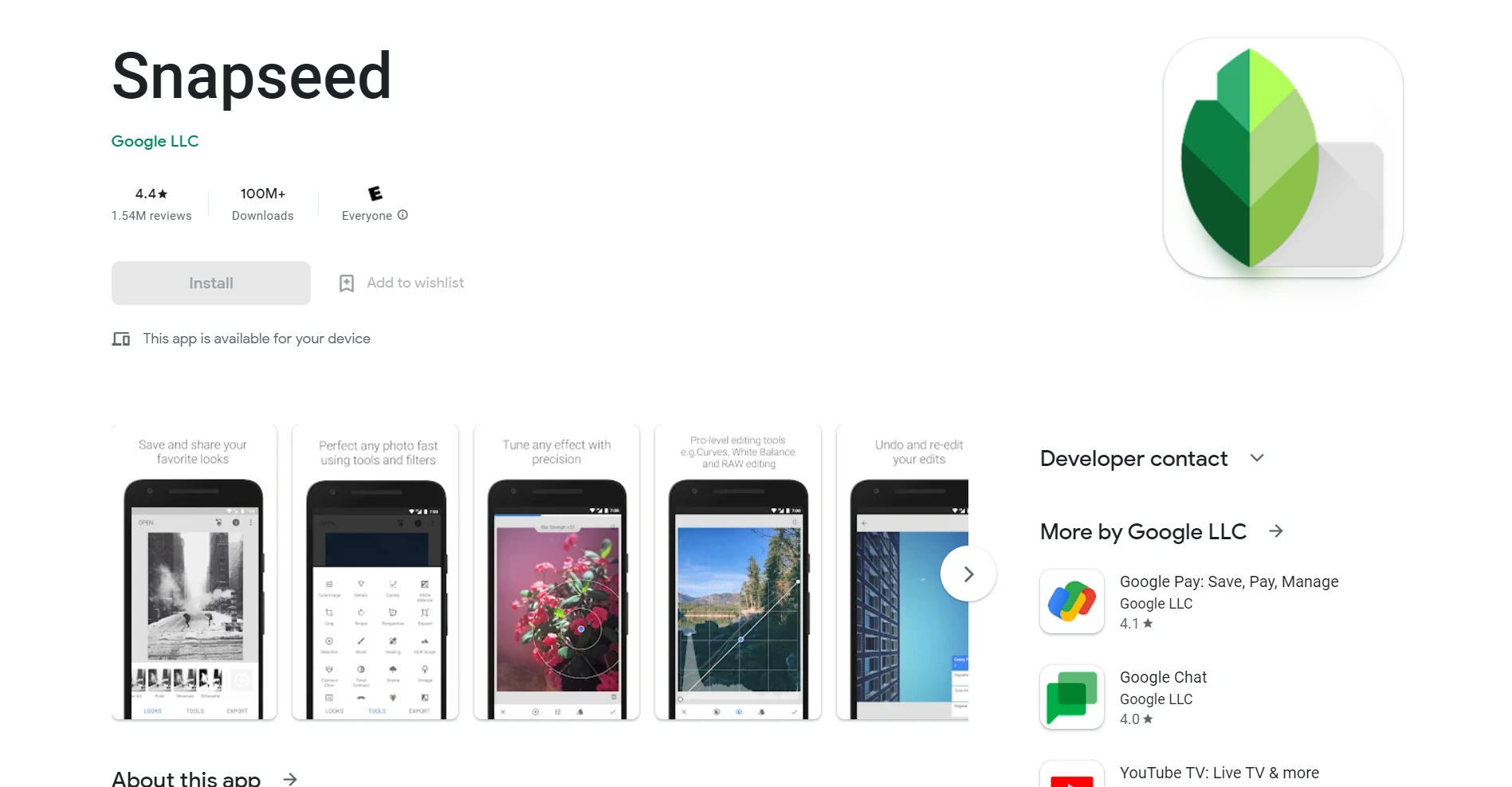 Snapseed Homepage