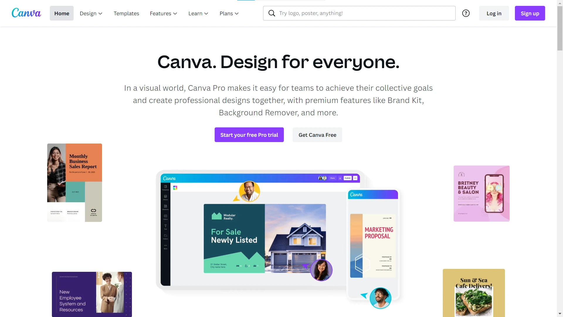 Canva Homepage