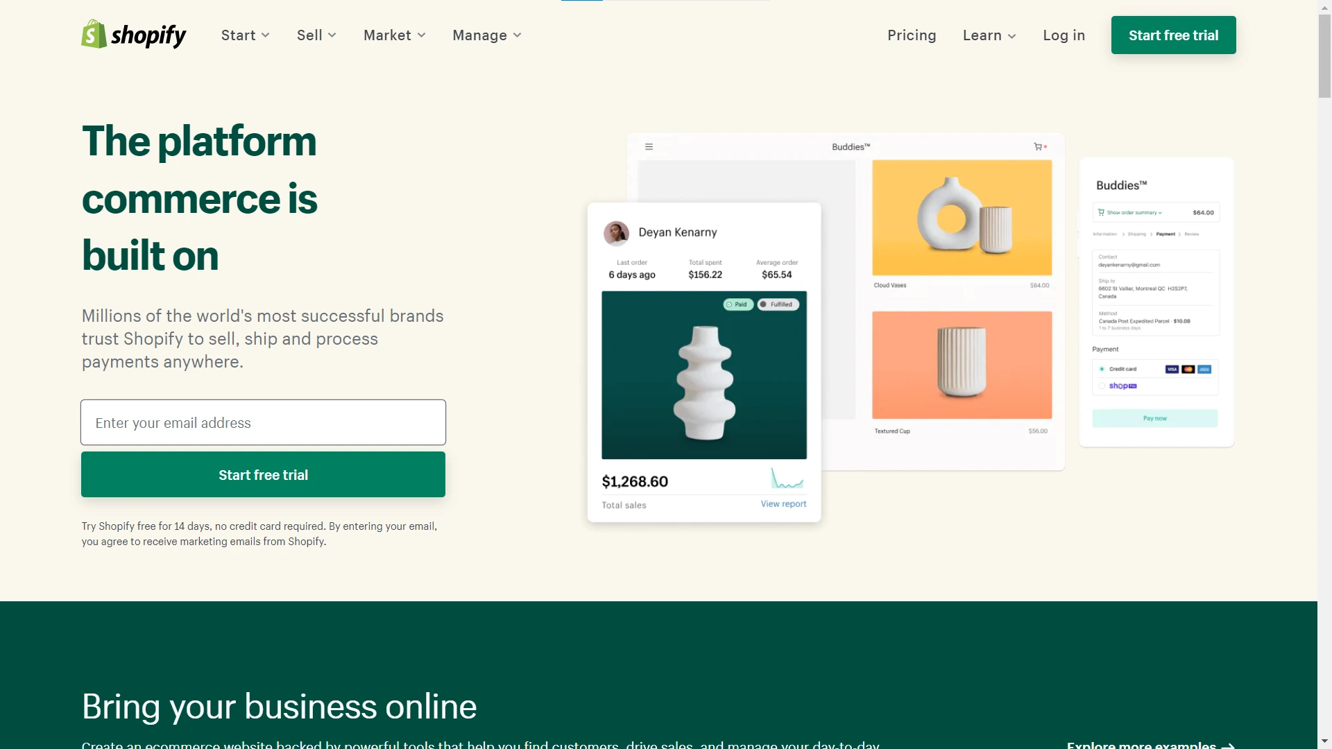 Shopify Homepage